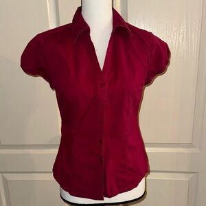 Women's Burgundy Button-Down Shirt - Size Medium